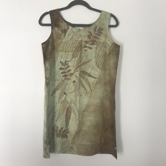 Artisan Dyed Green Sleeveless Shift Dress - Picture 4 of 5